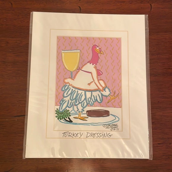 NEW 2011 George Moran Turkey Dressing Matted Print - Picture 1 of 2